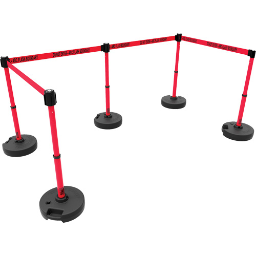 PLUS Barrier Post Set X5, Plastic, 42" H, Red Tape, 15' Tape Length Helyx Safety & Industrial Supplies