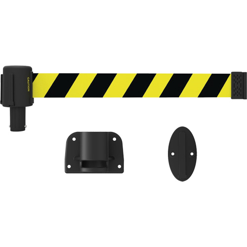 Syst&egrave;me de montage mural pour barri&egrave;re PLUS, Plastique, Fixation par vis, 15', Ruban Noir et jaune Helyx Safety & Industrial Supplies