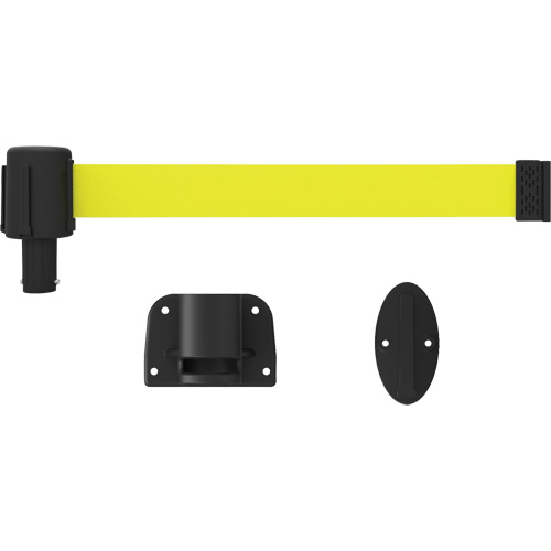 PLUS Wall Mount Barrier System, Plastic, Screw Mount, 15', Yellow Tape Helyx Safety & Industrial Supplies