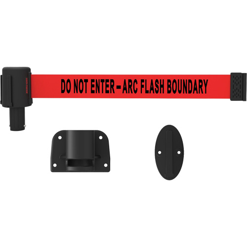 PLUS Wall Mount Barrier System, Plastic, Screw Mount, 15', Red Tape Helyx Safety & Industrial Supplies