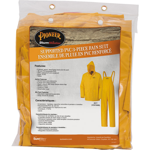 577 3-Piece Rain Suit, Polyester/PVC, 5X-Large, Yellow Helyx Safety & Industrial Supplies