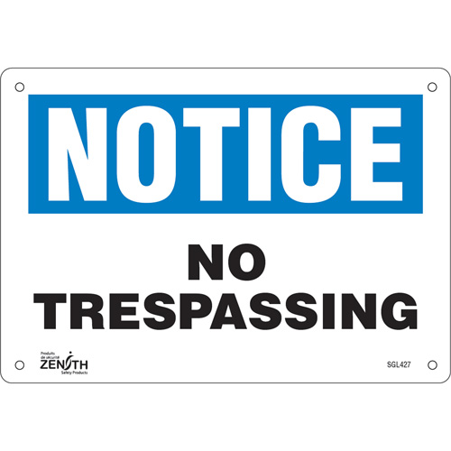 Enseigne No Trespassing, 7" x 10", Aluminium, Anglais Helyx Safety & Industrial Supplies