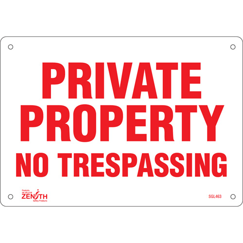"Private Property" Sign, 7" x 10", Aluminum, English Helyx Safety & Industrial Supplies