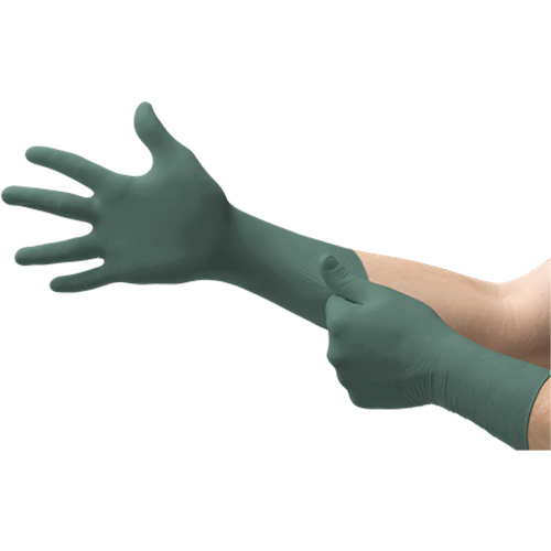 Gants Dura Flock, Petit, Nitrile, 8 mils, Sans poudre, Vert Helyx Safety & Industrial Supplies