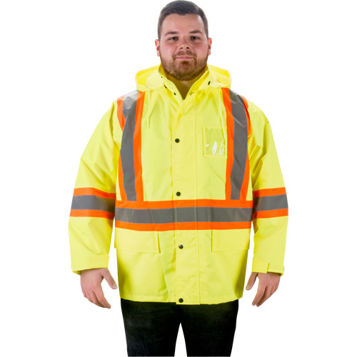 RZ1000 Rain Jacket, Polyester, Small, High Visibility Lime-Yellow Helyx Safety & Industrial Supplies