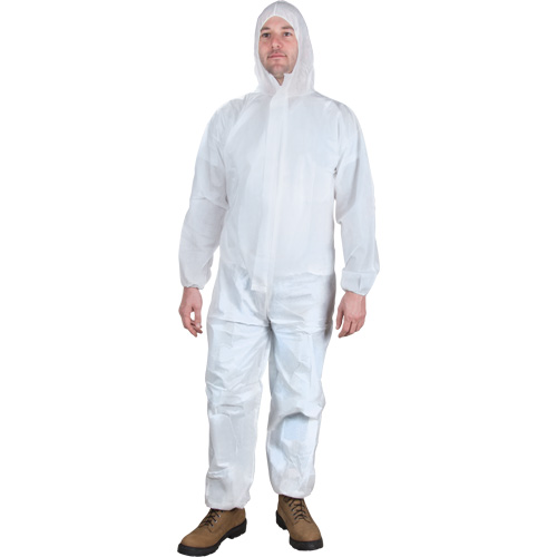 Hooded Coveralls, Medium, White, Microporous Helyx Safety & Industrial Supplies