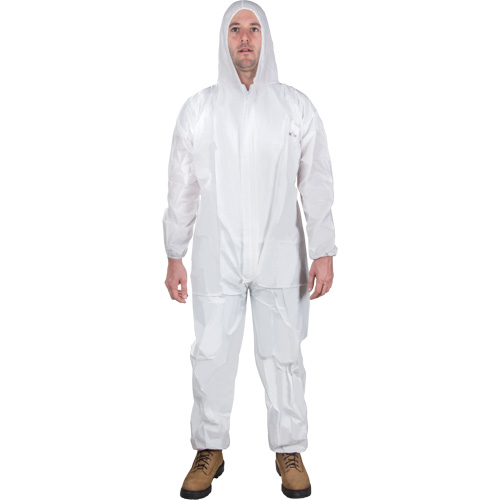 Hooded Coveralls, Medium, White, SMS Helyx Safety & Industrial Supplies