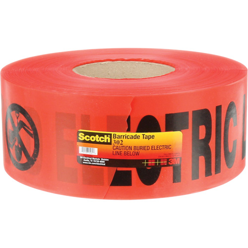 Ruban pour barri&egrave;res pour services publics souterrains Scotch, Anglais, 3" la x 1000' lo, 4 mils, Noir/rouge Helyx Safety & Industrial Supplies