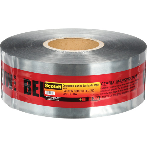 Scotch&reg; Detectable Buried Barricade Tape, English, 3" W x 1000' L, 5 mils, Black on Red Helyx Safety & Industrial Supplies