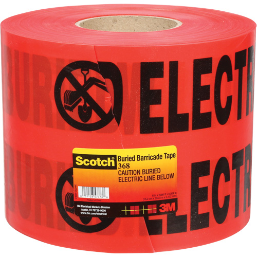 Scotch&reg; Buried Barricade Tape, English, 6" W x 1000' L, 4 mils, Black on Red Helyx Safety & Industrial Supplies