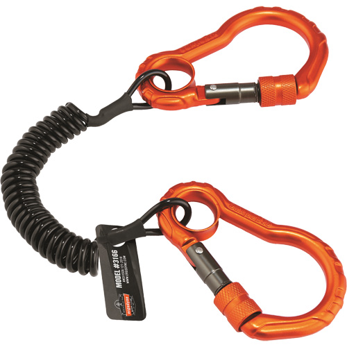 Squids&reg; 3166 Tool Lanyard, Coil, Dual Carabiner Helyx Safety & Industrial Supplies