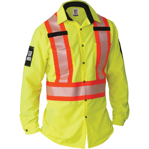 Chemise &agrave; manches longues haute visibilit&eacute; ind&eacute;chirable, Polyester, Moyen (grande taille), Jaune lime haute visibilit&eacute; Helyx Safety & Industrial Supplies