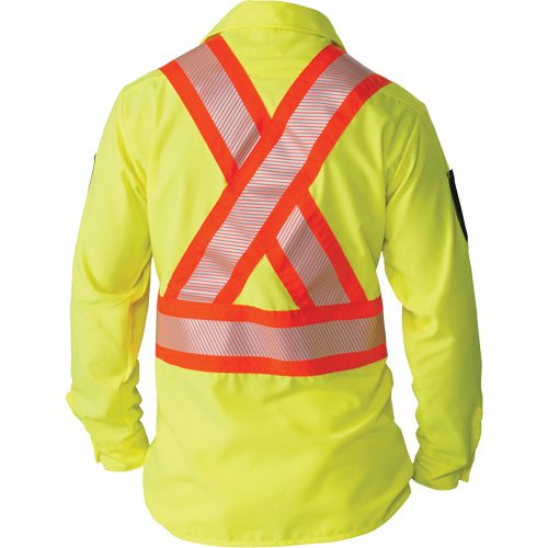 Chemise &agrave; manches longues haute visibilit&eacute; ind&eacute;chirable, Polyester, Moyen (grande taille), Jaune lime haute visibilit&eacute; Helyx Safety & Industrial Supplies