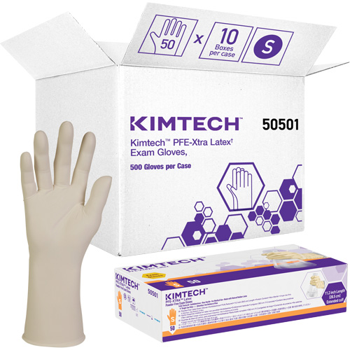 Gants m&eacute;dicaux Kimtech XTRA-PFE, Petit, Latex, 6 mils, Sans poudre, Blanc, Classe 2 Helyx Safety & Industrial Supplies