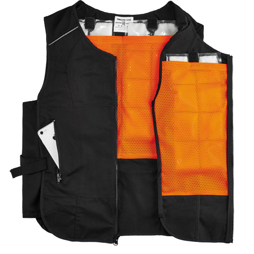 Chill-Its&reg; 6260 Lightweight Phase Change Cooling Vest with Packs, Small/Medium, Black Helyx Safety & Industrial Supplies