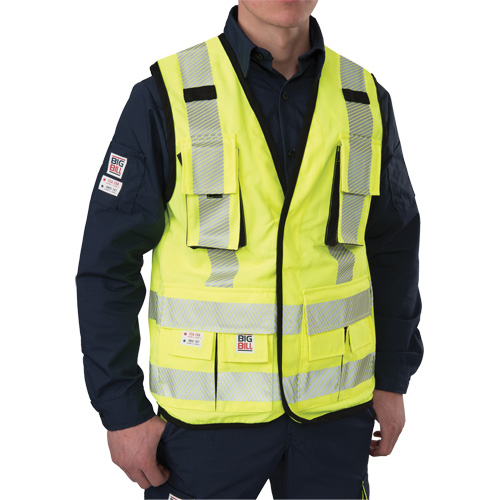Veste antid&eacute;chirure pour arpenteur, Jaune lime haute visibilit&eacute;, Petit, Polyester Helyx Safety & Industrial Supplies