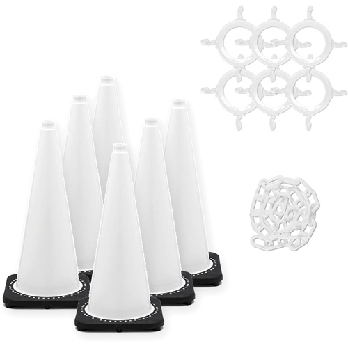 Ensemble de c&ocirc;nes de signalisation et chaînes, 28", Blanc Helyx Safety & Industrial Supplies