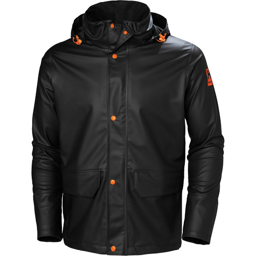 Gale Rain Jacket, Polyester/Polyurethane, Large, Black Helyx Safety & Industrial Supplies