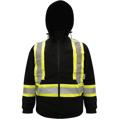 High-Visibility Hoodie, Polyester, Black, Small Helyx Safety & Industrial Supplies