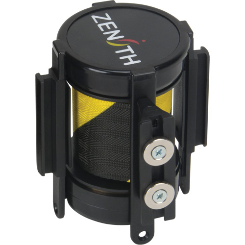 Cassette de ruban magn&eacute;tique pour barri&egrave;re de contr&ocirc;le des foules personnalis&eacute;e, 7', Ruban Noir et jaune Helyx Safety & Industrial Supplies