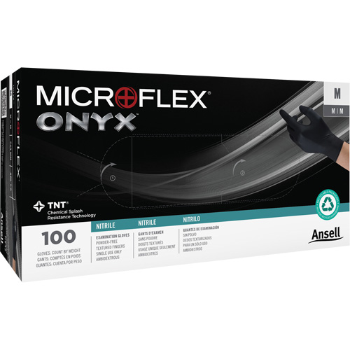 Gants Onyx, Petit, Nitrile, 3,5 mils, Sans poudre, Noir Helyx Safety & Industrial Supplies