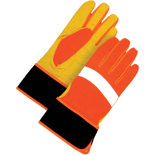 High Visibility Gloves, Size Large, Grain Leather Palm Helyx Safety & Industrial Supplies