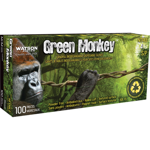Gants 5559PF Green Monkey, Petit, Nitrile, 4 mils, Sans poudre, Vert Helyx Safety & Industrial Supplies
