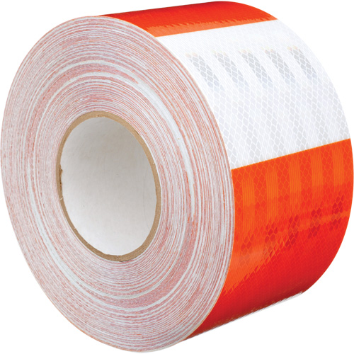 High Intensity Prismatic Grade Barricade Sheeting, 4" W x 150' L, 19 mils, Orange and White Helyx Safety & Industrial Supplies