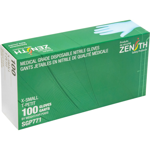 Puncture-Resistant Medical-Grade Disposable Gloves, X-Small, Nitrile, 4.5-mil, Powder-Free, Blue, Class 2 Helyx Safety & Industrial Supplies