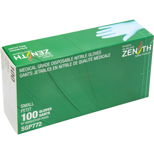 Puncture-Resistant Medical-Grade Disposable Gloves, Small, Nitrile, 4.5-mil, Powder-Free, Blue, Class 2 Helyx Safety & Industrial Supplies