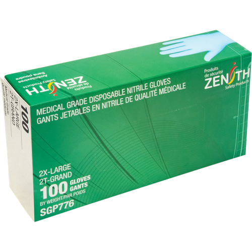 Puncture-Resistant Medical-Grade Disposable Gloves, 2X-Large, Nitrile, 4.5-mil, Powder-Free, Blue, Class 2 Helyx Safety & Industrial Supplies