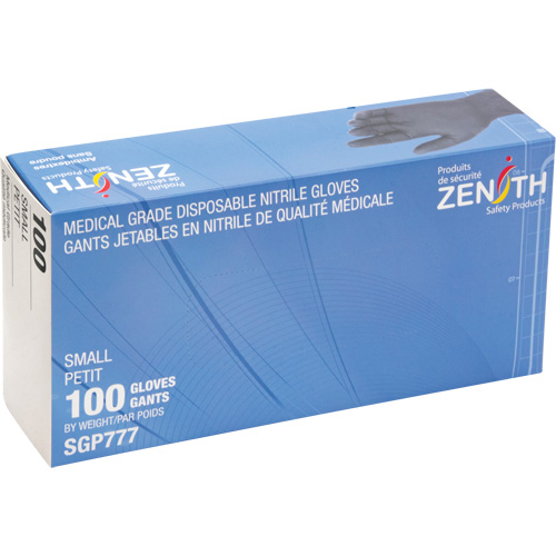 Puncture-Resistant Medical-Grade Disposable Gloves, Small, Nitrile, 5-mil, Powder-Free, Black, Class 2 Helyx Safety & Industrial Supplies