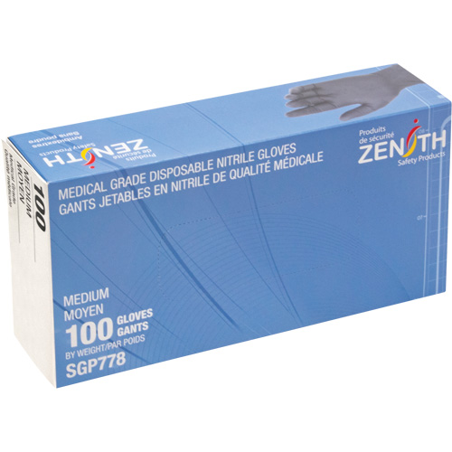 Gants jetables de calibre m&eacute;dical r&eacute;sistants &agrave; la perforation, Moyen, Nitrile, 5 mils, Sans poudre, Noir, Classe 2 Helyx Safety & Industrial Supplies