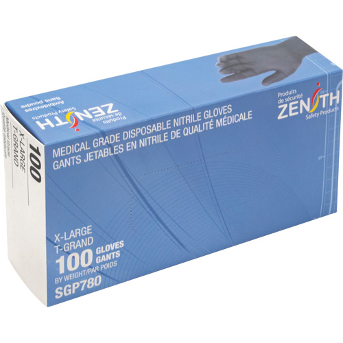 Puncture-Resistant Medical-Grade Disposable Gloves, X-Large, Nitrile, 5-mil, Powder-Free, Black, Class 2 Helyx Safety & Industrial Supplies