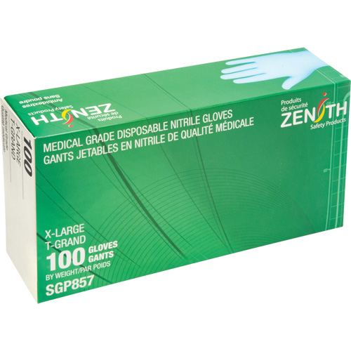 Puncture-Resistant Medical-Grade Disposable Gloves, X-Large, Nitrile, 3.5-mil, Powder-Free, Blue, Class 2 Helyx Safety & Industrial Supplies