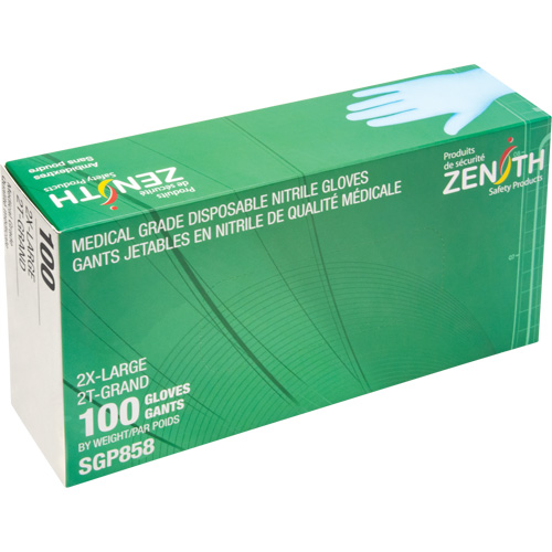 Puncture-Resistant Medical-Grade Disposable Gloves, 2X-Large, Nitrile, 3.5-mil, Powder-Free, Blue, Class 2 Helyx Safety & Industrial Supplies