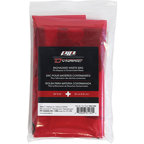 Sacs pour d&eacute;chets dangereux Dynamic, D&eacute;chets infectieux, 24" lo x 24" la, 12 microns Helyx Safety & Industrial Supplies