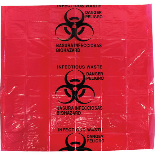 Sacs pour d&eacute;chets dangereux Dynamic, D&eacute;chets infectieux, 24" lo x 24" la, 12 microns Helyx Safety & Industrial Supplies