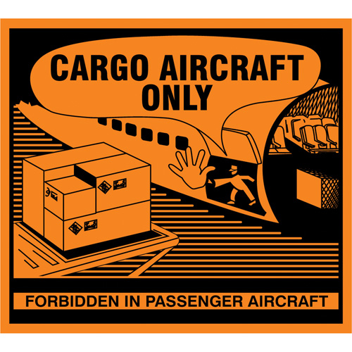 "Cargo Aircraft Only" Handling Labels, 4-3/4" L x 4-1/4" W, Orange Helyx Safety & Industrial Supplies