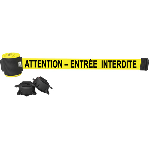 Barri&egrave;re &agrave; fixation murale, Plastique, Fixation magn&eacute;tique, 30', Ruban Jaune Helyx Safety & Industrial Supplies