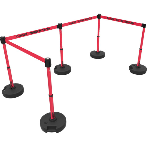 Plus Barrier Post Set, Plastic, 42" H, Red Tape, 15' Tape Length Helyx Safety & Industrial Supplies