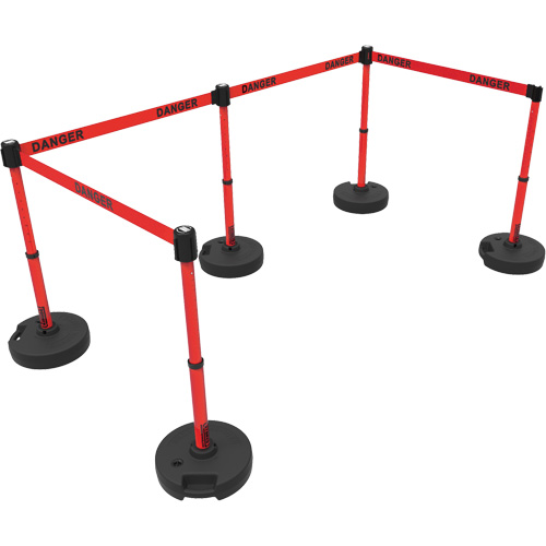 Plus Barrier Post Set, Plastic, 42" H, Red Tape, 15' Tape Length Helyx Safety & Industrial Supplies