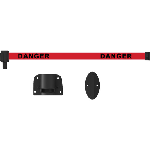 Plus Wall Mount Barrier System, Plastic, Screw Mount, 15', Red Tape Helyx Safety & Industrial Supplies