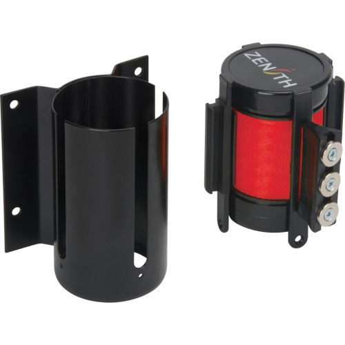 Barri&egrave;re &agrave; fixation murale avec ruban magn&eacute;tique, Acier, Fixation par vis, 12', Ruban Rouge Helyx Safety & Industrial Supplies