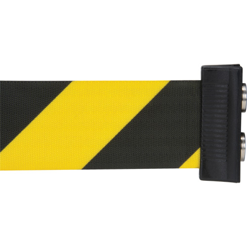Cassette de ruban magn&eacute;tique pour barri&egrave;re de contr&ocirc;le des foules personnalis&eacute;e, 7', Ruban Noir et jaune Helyx Safety & Industrial Supplies