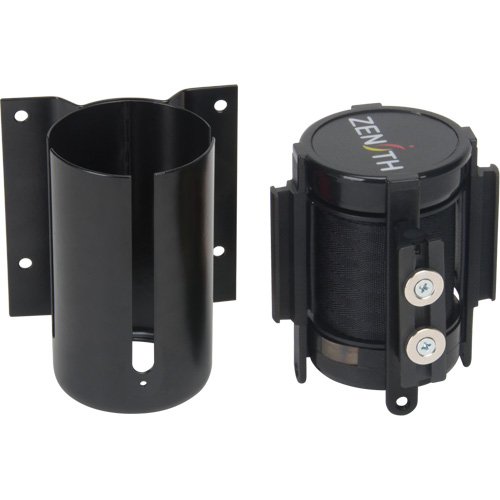 Barri&egrave;re &agrave; fixation murale avec ruban magn&eacute;tique, Acier, Fixation par vis, 7', Ruban Noir Helyx Safety & Industrial Supplies