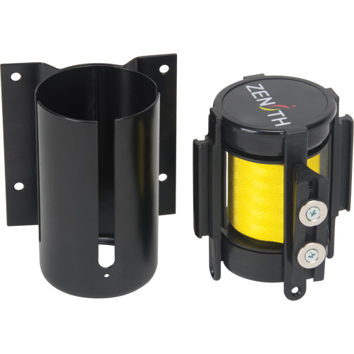 Wall Mount Barrier with Magnetic Tape, Steel, Screw Mount, 7', Yellow Tape Helyx Safety & Industrial Supplies