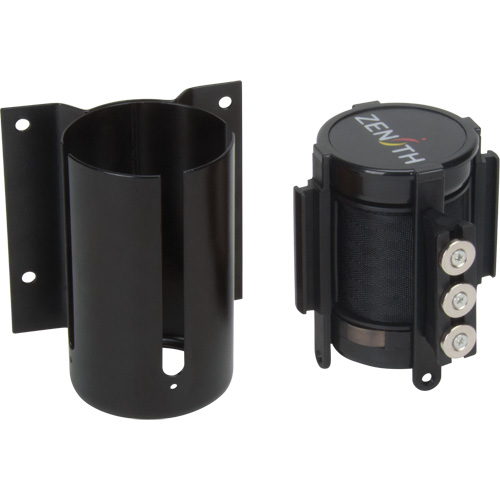 Wall Mount Barrier with Magnetic Tape, Steel, Screw Mount, 12', Black Tape Helyx Safety & Industrial Supplies