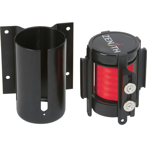 Barri&egrave;re &agrave; fixation murale avec ruban magn&eacute;tique, Acier, Fixation par vis, 7', Ruban Rouge Helyx Safety & Industrial Supplies
