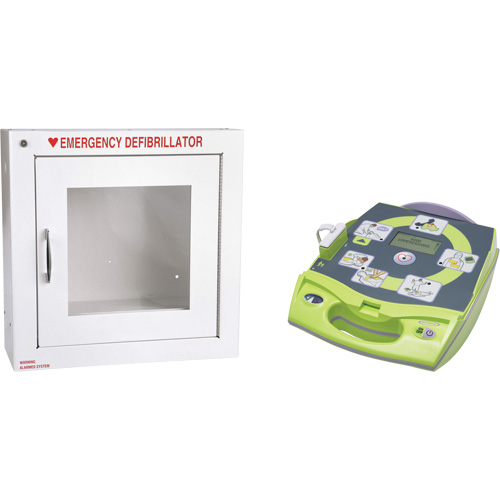 AED Plus&reg; Defibrillator with Alarmed Flush Wall Cabinet, Automatic, English, Class 4 Helyx Safety & Industrial Supplies